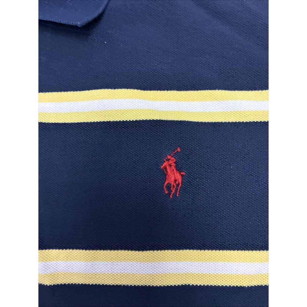 Polo Ralph Lauren Mens Polo Shirt Short Sleeve Navy/Yellow Striped Size XXL - Picture 3 of 10